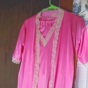 Elegant Pink Lace Trim USA Three Piece Lingerie Set.